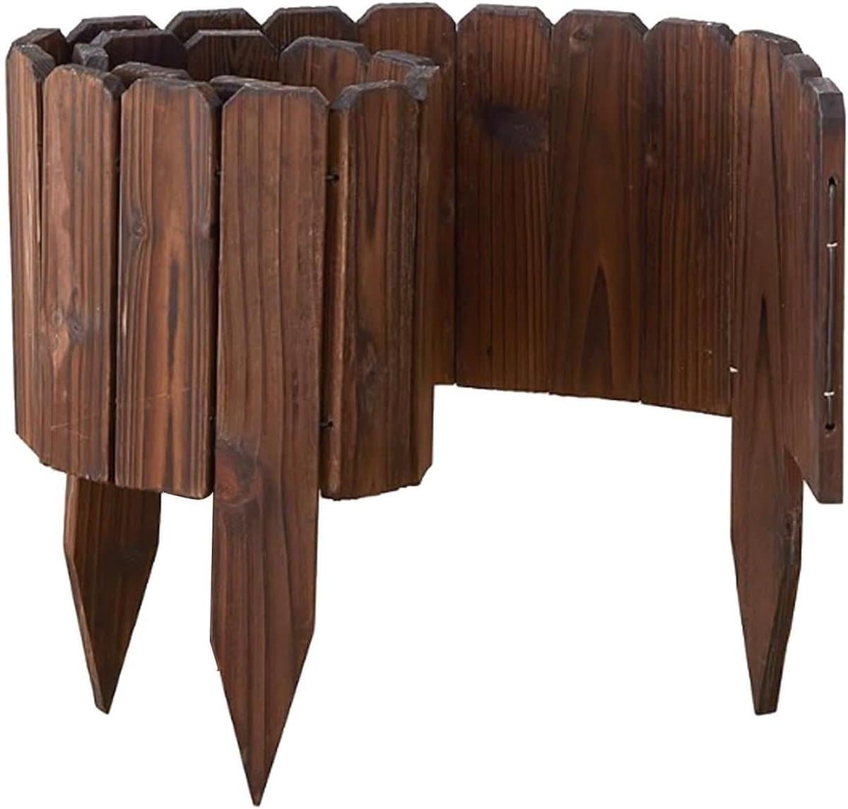 Houten Tuinomheining - Decoratief Gazonhek - Tuinrand Afbakening - Moeiteloze Contouraanpassing - 120x35 cm - Bruin