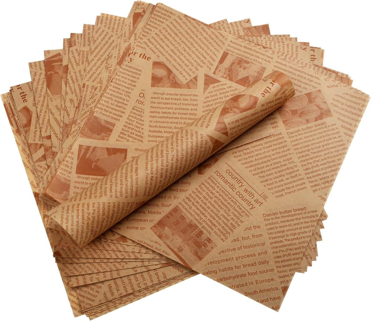 200 Vellen Deli Papier voor Voedselmanden - Tablet Veranderkleding - Afwaspapier - Voedsel - Burgers - Waxpapier - Weefpapier