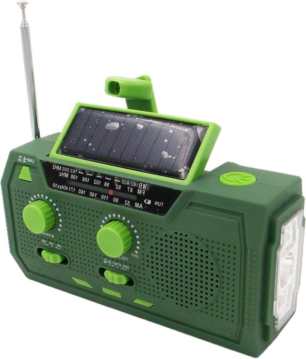 Zonne-energie Radio - Kampeerlamp Speaker - Outdoor Noodhulp - Dubbele Energiebronnen - 15 x 8 x 6 cm - Groen