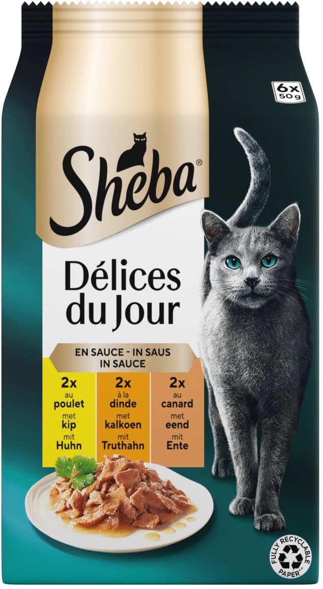 Sheba Délices in saus kalkoen&kip, multipack (X stuks)