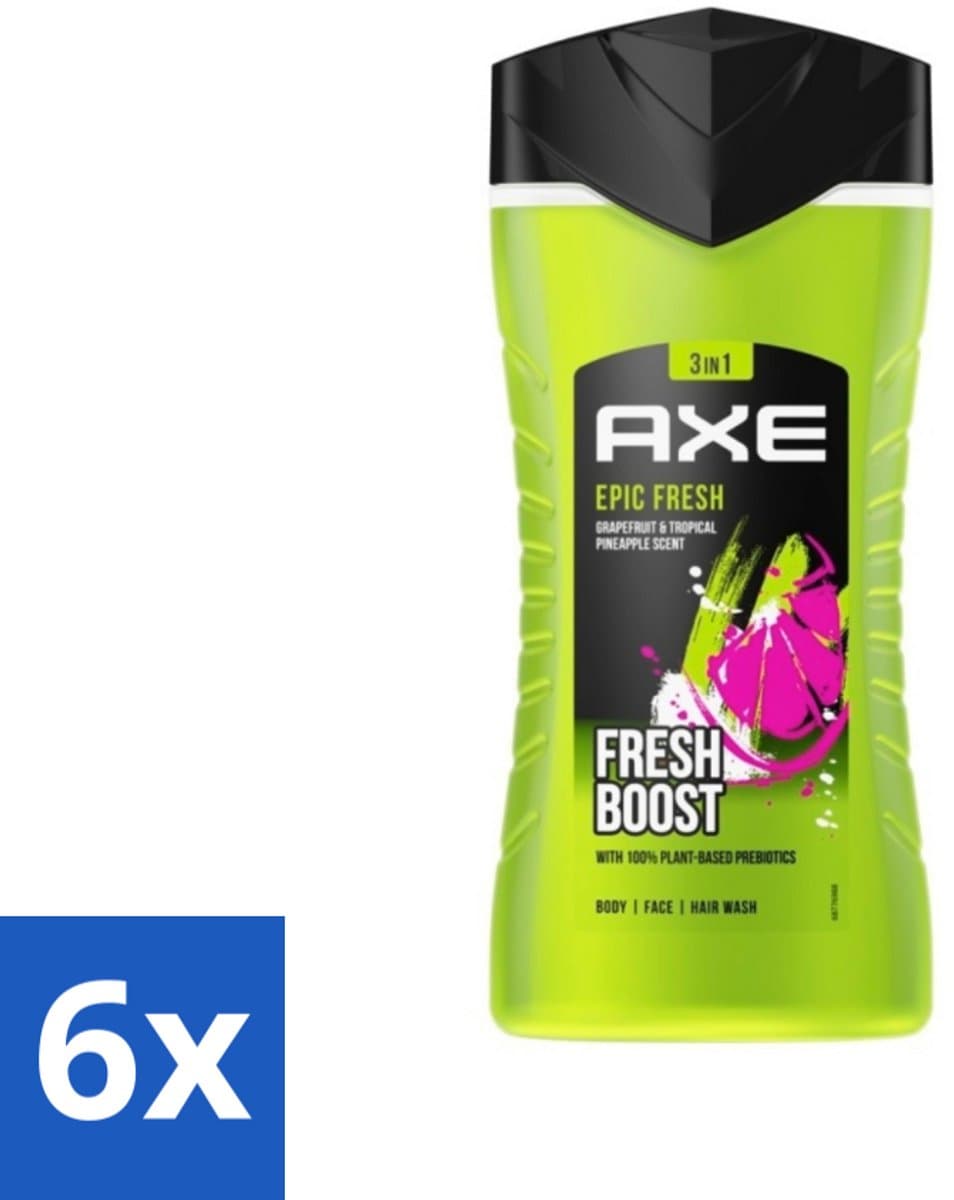 Axe 3-in-1 Douchegel Epic Fresh 250 ml - Voordeelverpakking - 6 stuks
