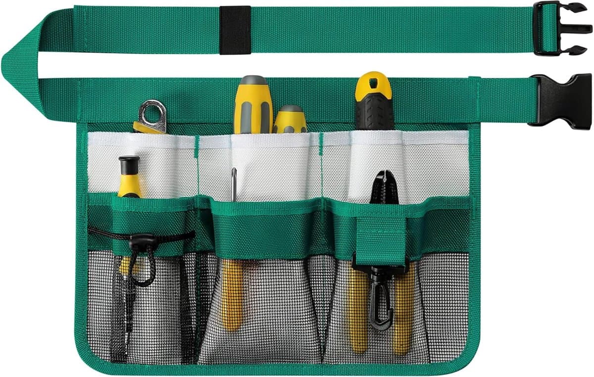 Tuingereedschapstas met verstelbare heupriem - Heuptas voor Elektriciens, Timmermannen en Bouwers - Groen