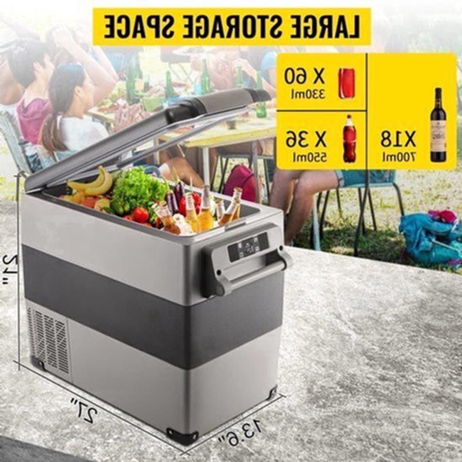 Draagbare Compressor Koelbox - Autokoelkast - Koelbox Auto - Minikoelkast - Elektrische Koelbox - 12/24V DC 110-240V - Auto Camping Koelbox - Mobiele App Bediening - 55L