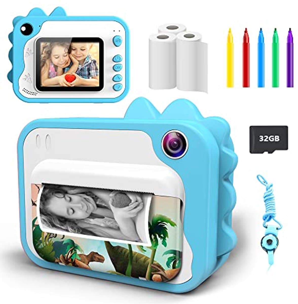 Kindercamera met 2,4 inch scherm - Digitale instant camera voor kinderen met printfunctie en 32GB SD-kaart