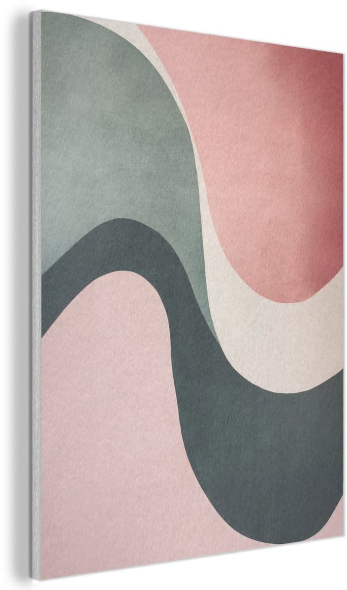 Akoestisch wandpaneel 30x40 cm - Vilt schilderij Abstract - Golven - Sierlijk - Roze - Akoestische panelen - Geluidsdempende wanddecoratie - Geluidsisolatie woonkamer - Muurdecoratie geluidspanelen