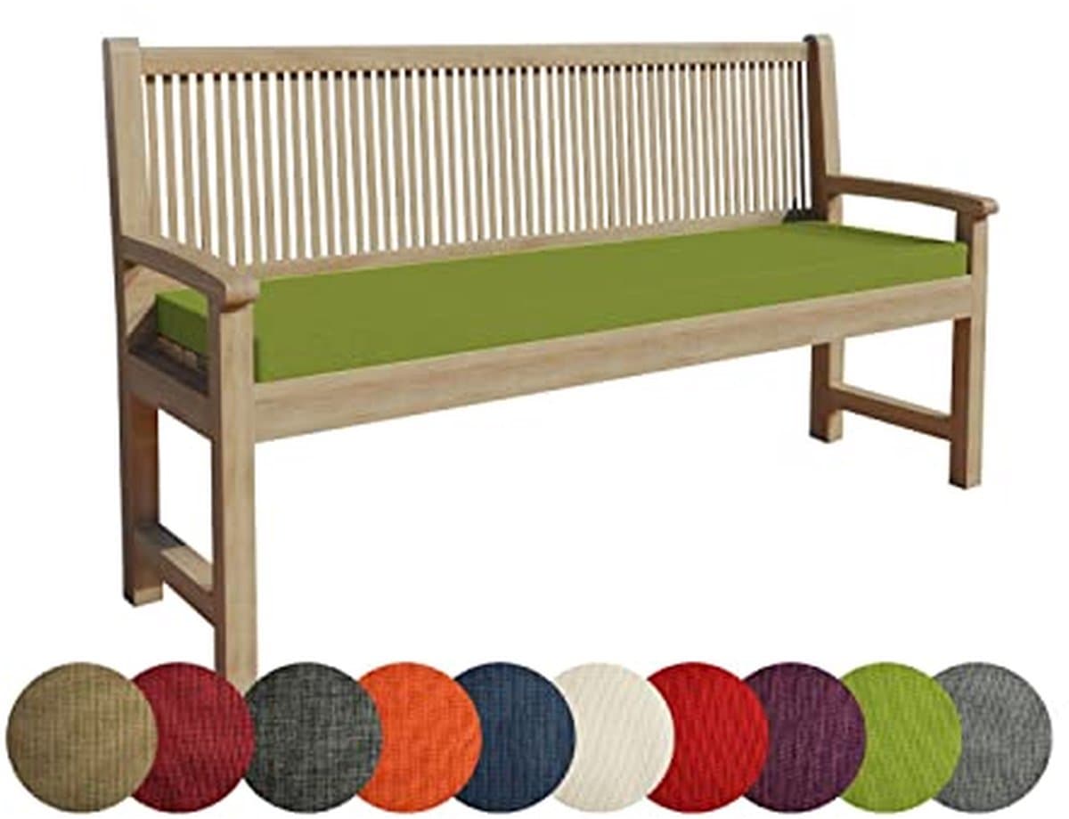 Bankkussen - Zitkussen Rugkussen - Buiten Ontspannen - Met Bevestigingslussen - 200 x 40 x 5 cm - Groen