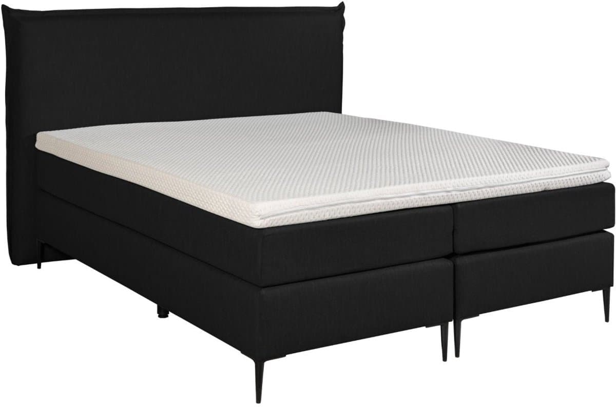 Mörgenn Boxspring LEUK met Luxe Hoofdbord met bies - Pocketvering - Pantera Topper - Lichtgrijs - 90x220 cm - Inclusief Dekbed en Kussens