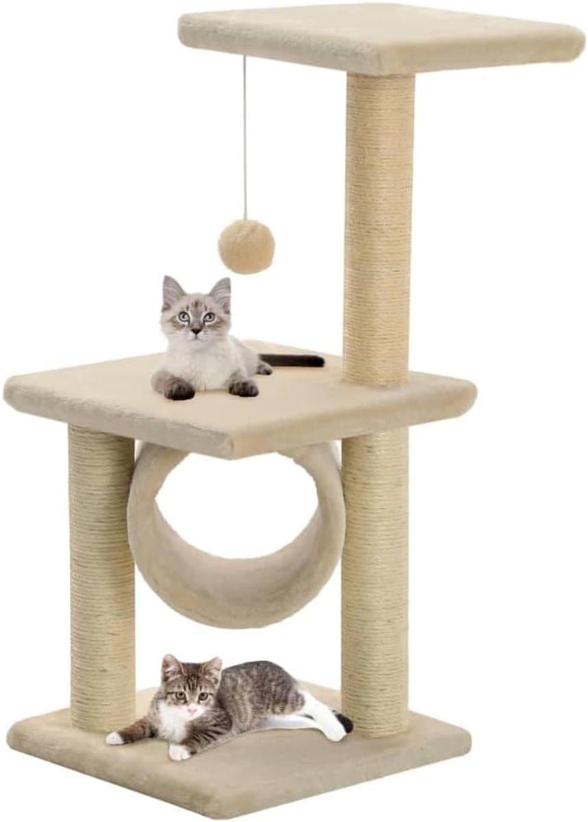 Krabpaal met Sisal - Klimboom Kat - Katten Spelen - Veelzijdig Klimmeubel - 65 cm Hoog - Beige