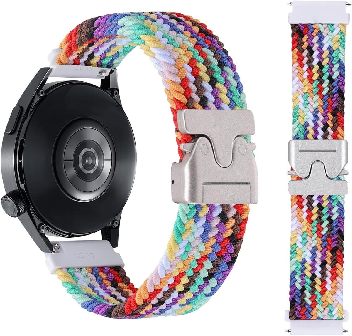 Nylon Armband - Reserveband Horloge - Sporten en Dagelijks - Verstelbare Parachutegesp - 22 mm - Zwart