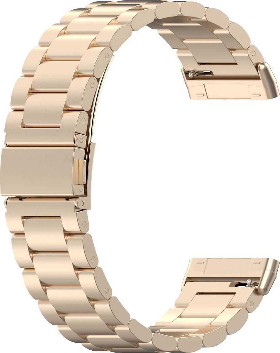 CHPN - Bandje geschikt voor Fitbit Versa 3 en Sense - Rose/geel goud - One Size - Horlogebandje en Armbandje - Metalen bandje geschikt voor Fitbit