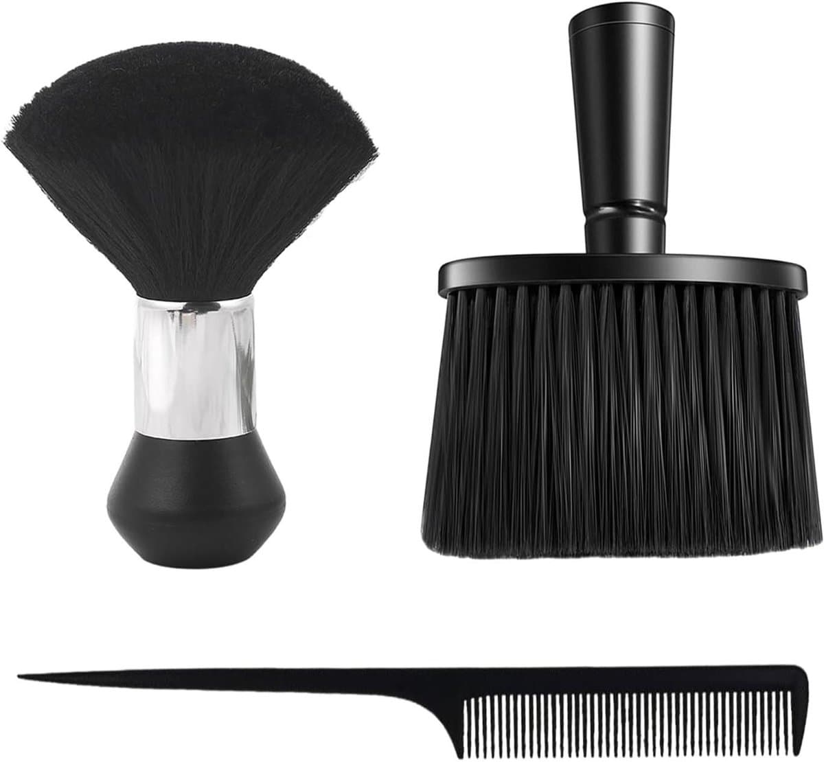 ByShane - Kapper-nekborstels (2 stuks) met puntige staartkam - Zachte borstel voor gebroken haar - Reinigen van gebroken haar - Zwart