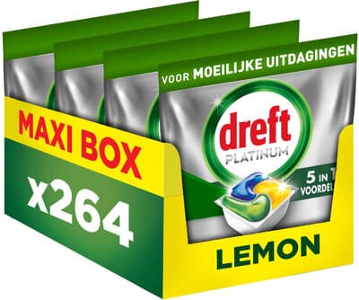 Dreft Platinum Vaatwastabletten Citroen - 4 x 66 stuks