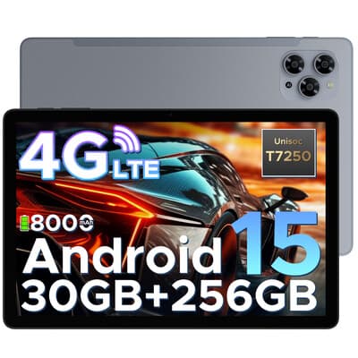 DOOGEE TAB G6 tablet, 11 inch, Android 15, 30 GB RAM + 256 GB opslag, uitbreidbaar tot 2 TB, 8000 mAh accu, T7250 octa-core, met simkaartsleuf, 4G LTE, 2 luidsprekers, Widevine L1, Gezichts-ID, Bluetooth 5.0, 5G wifi, GPS, grijs