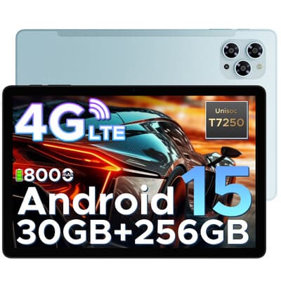 Doogee TAB G6 tablet 11 inch, Android 15, 30GB + 256GB opslag (uitbreidbaar tot 2TB), met simkaartsleuvel, 8000 mAh batterij, T7250 octa-core, 4G LTE, 2 luidsprekers, Widevine L1, gezichtsidentificatie, Bluetooth 5.0, 5G wifi, GPS, blauw