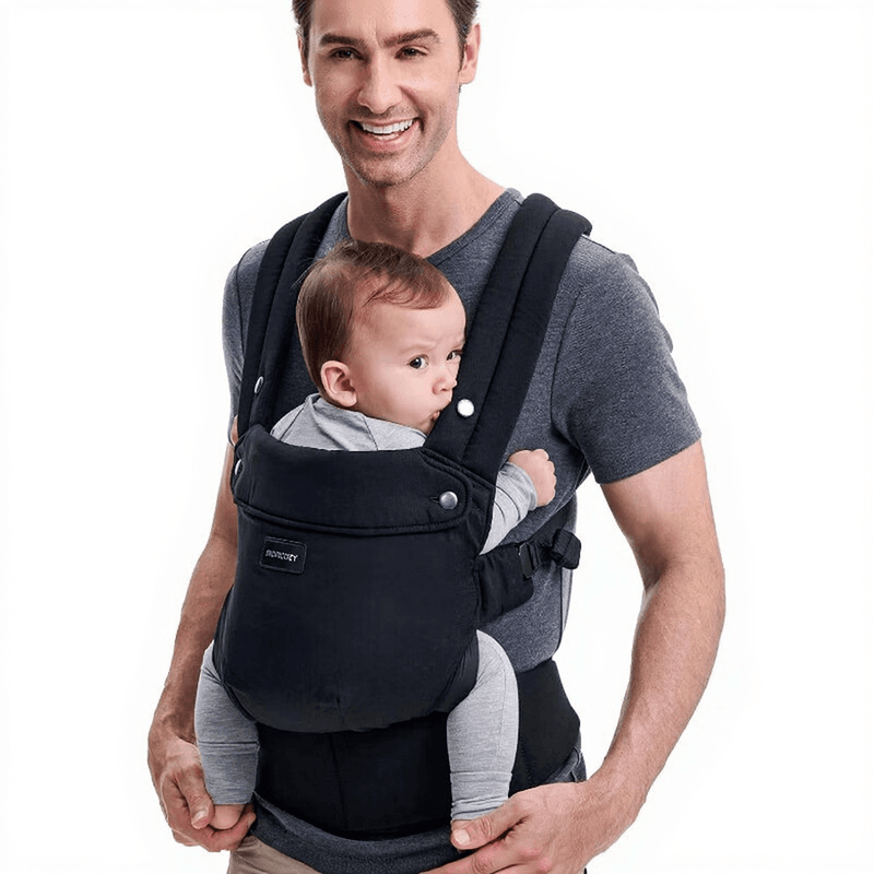 Momcozy babydraagzak – ergonomisch, comfortabel en licht, geschikt voor circa 7-44lbs, eenvoudig te dragen, handen vrij, versterkte lendensteun, passend ontwerp, geschikt voor baby’s, zwart