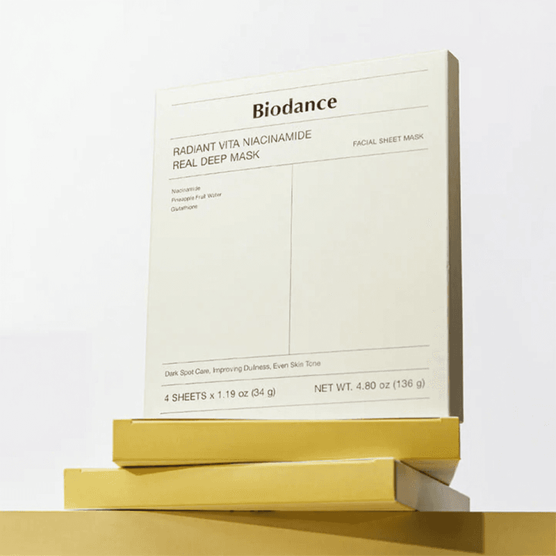 BioDance Radiant Vita Niacinamide RealDeep Mask 1 Doos (34 g x 4 stuks) Geel