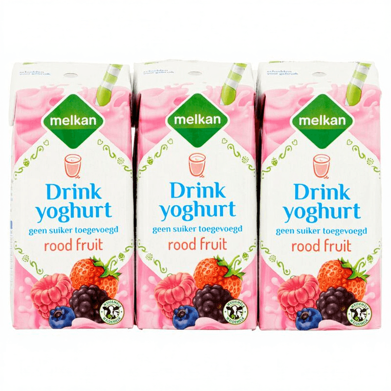 Melkan Rode Fruit Drinkyoghurt - 6 x 200 ml