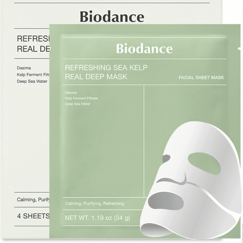 BioDance Zeewier Kalmerende en Verlichtende Diep Masker 34g x 4 stuks Groente