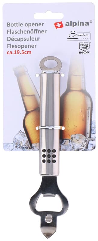 Alpina flesopener - 19,5 cm, zilver