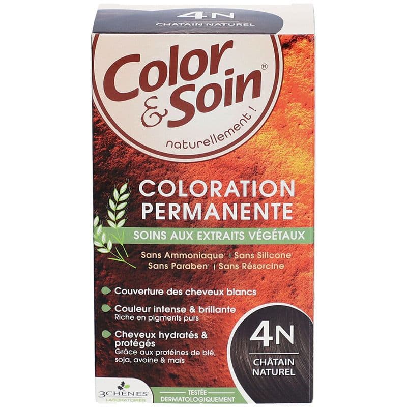 Les 3 Chenes Color&Soin haarkleuringskit 4N Natuurlijk Kastanje 135 ml