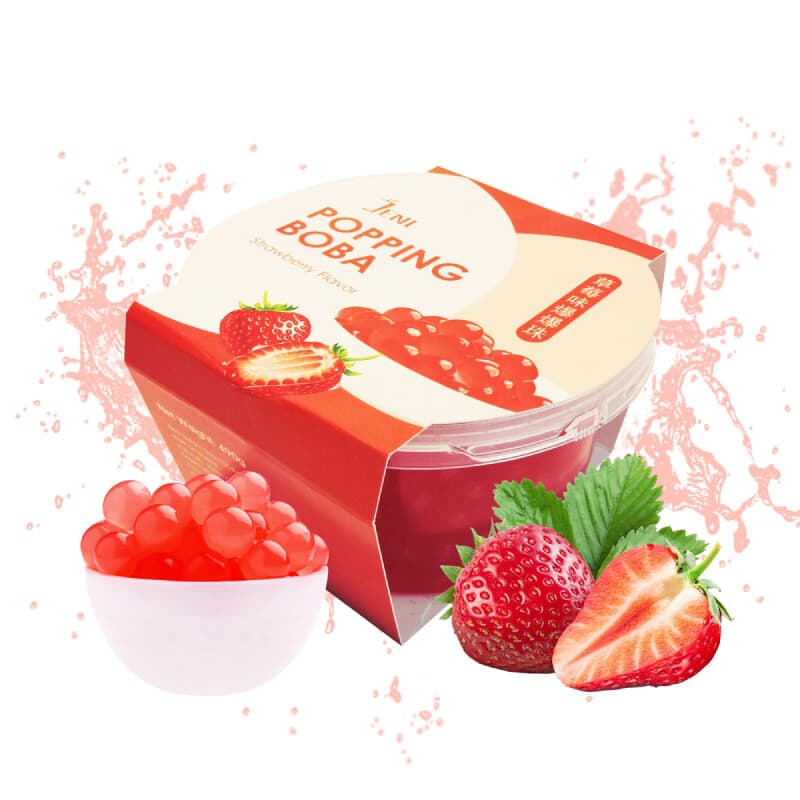 JENI Popping Boba Aardbeiensmaak - 1 x 490g Nieuw Aangekomen
