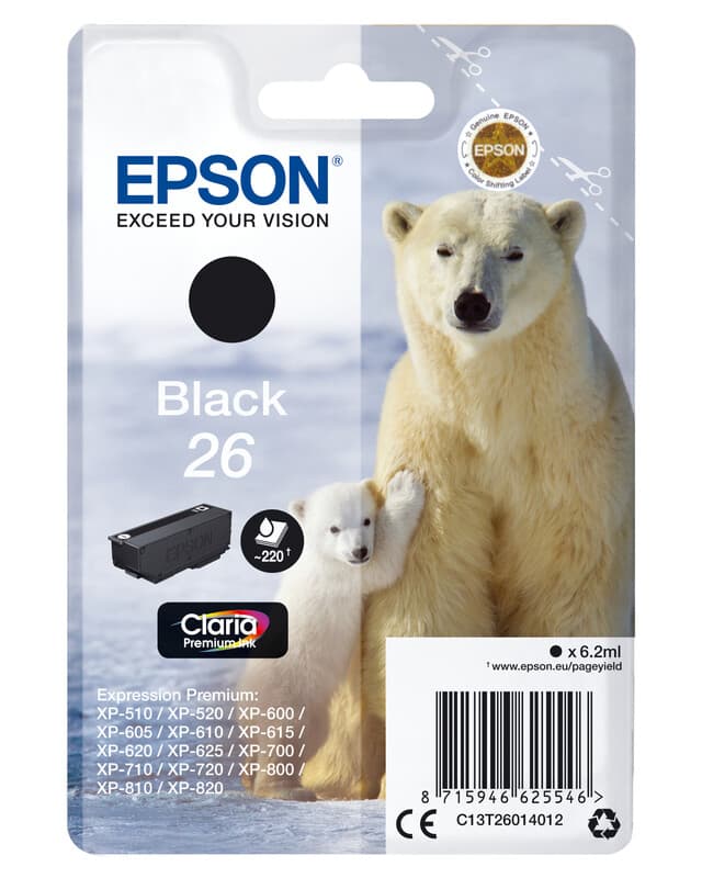 Epson IJsbeer enkelverpakking zwart 26 Claria Premium inkt