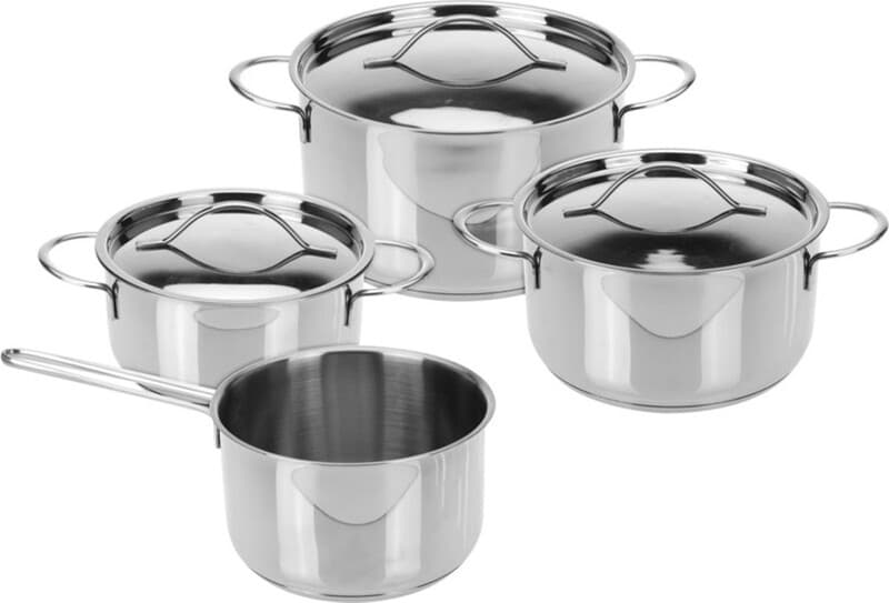 Casserole RVS Kookpotten Set - 4 Potten, Zilver
