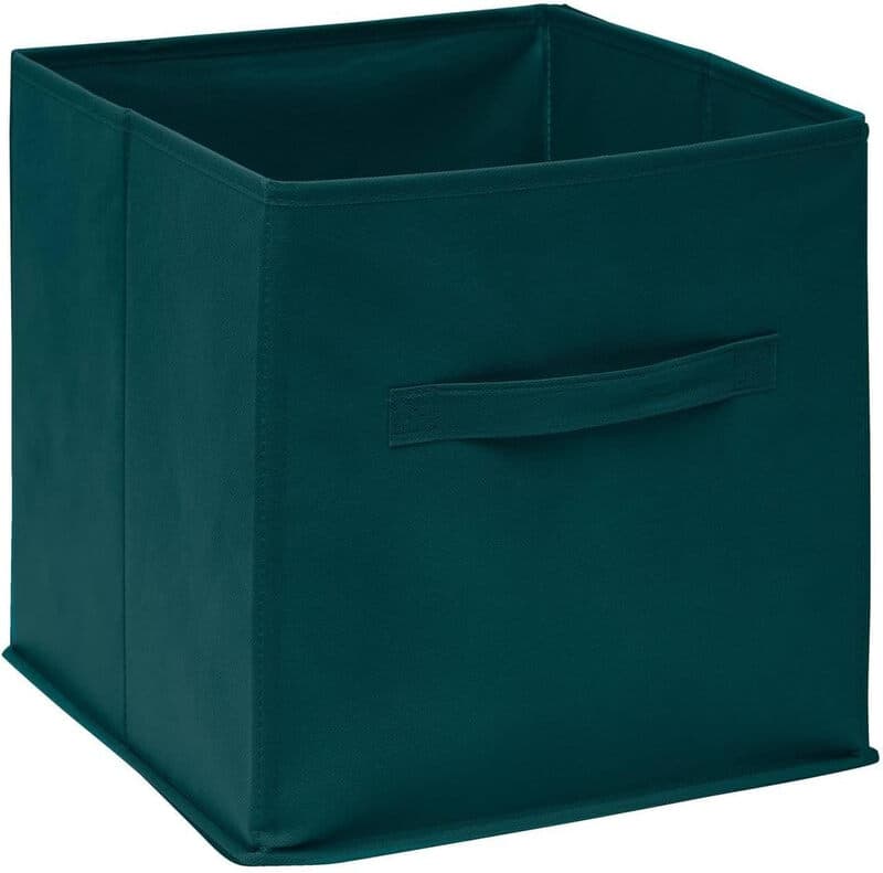 5Five Opbergmand/kastmandje - Smaragd groen - 31 x 31 x 31 cm - 29 liter - Vakkenkast manden - Stof met versterkte bodem - Opvouwbaar