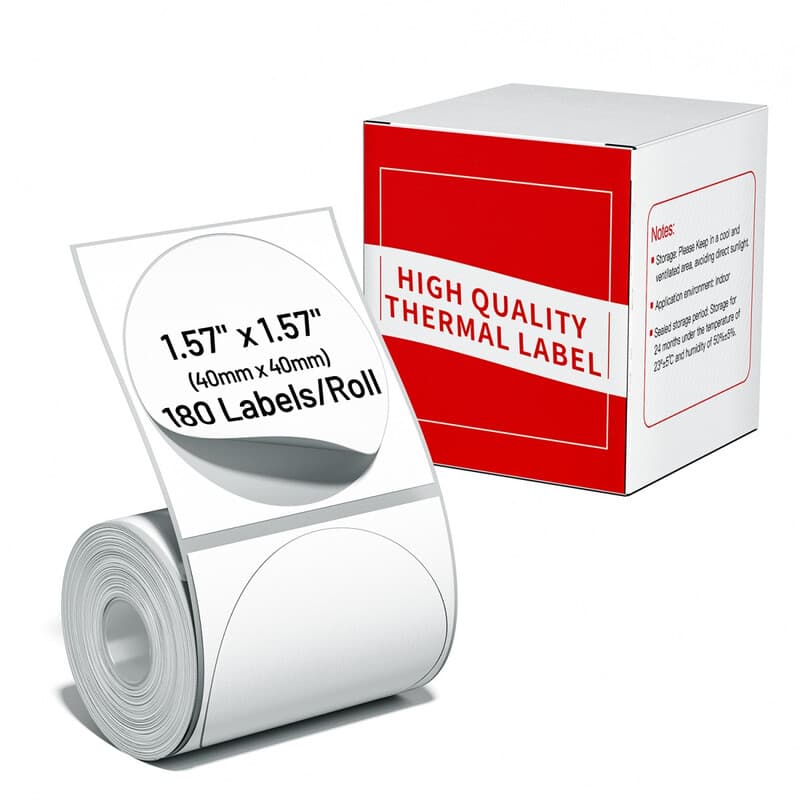 Phomemo 1,96 inch x 1,96 inch (50 x 50 mm) ronde labels voor M110, M220, PM241BT - wit - 1 rol