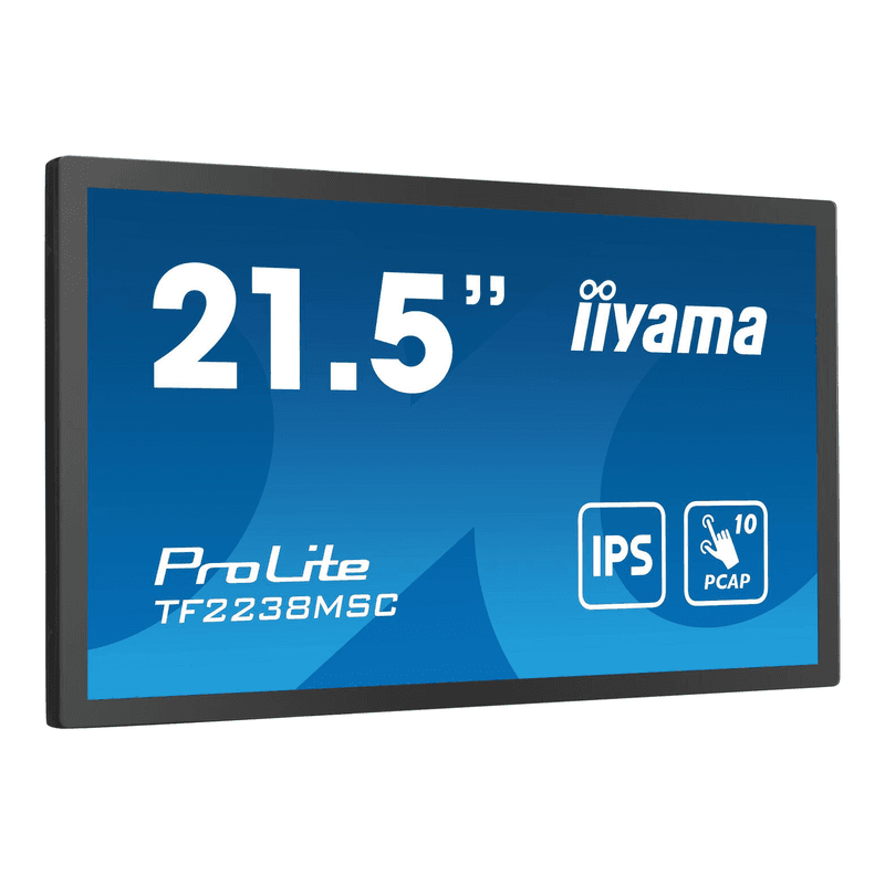 Iiyama TF2238MSC-B1 54,6 cm 10-punts optisch verlijmde PCAP open frame touchscreen monitor met IPS-paneeltechnologie, rand-tot-rand glasdesign, anti-vingerafdrukcoating en metalen behuizing, full hd, 600 cd/m²