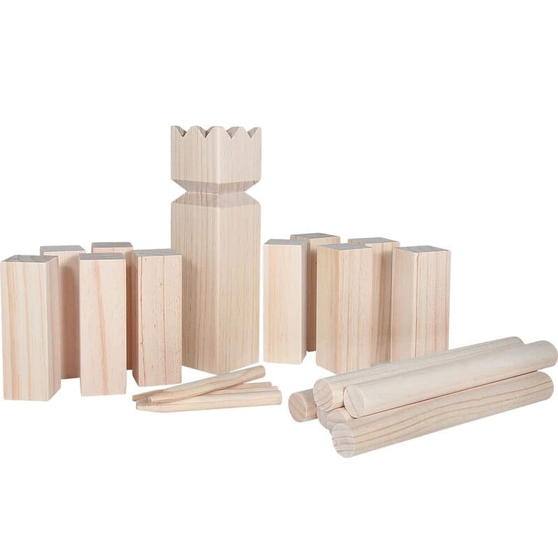 Kubb (Zweedse schaak), 21 stuks, in netzak