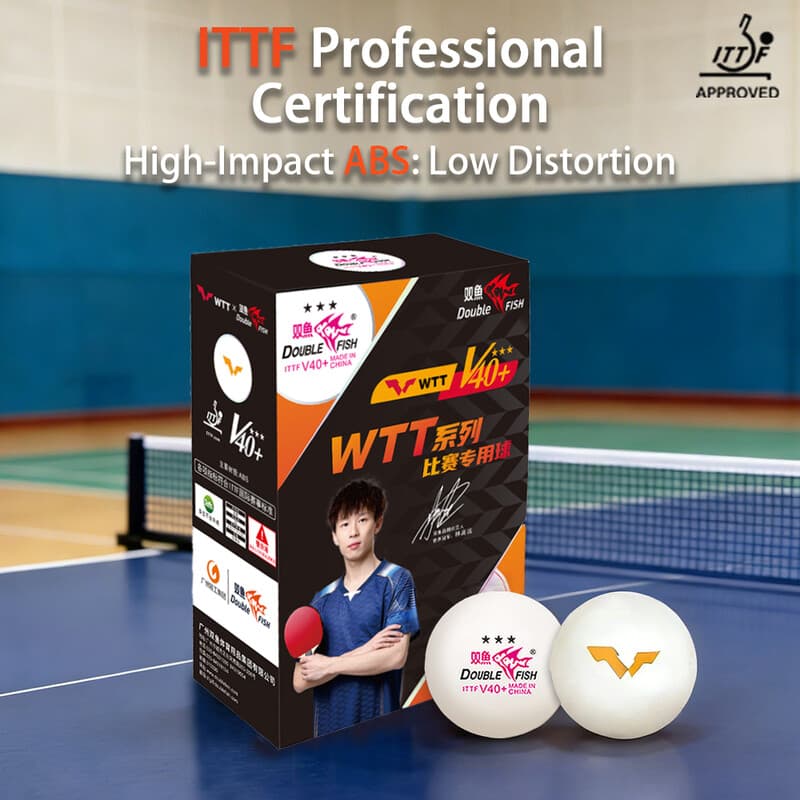 Double Fish WTT Match 3-sterren V40+ ABS met gevoegde stijl, set van 6, wit