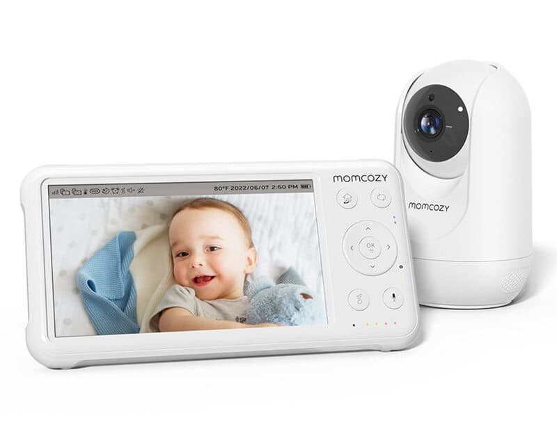 Momcozy BM01 1080P HD Babyfoon met Camera, Infrarood Nachtzicht, 5000mAh Batterij, Tweerichtingscommunicatie, Temperatuursensor, Slaapliedjes, Bereik tot 300m