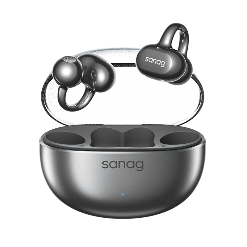 Sanag S6S Nova Draadloze Bluetooth-oortelefoon met oorclip, nieuw botgeleidingsconcept, over-ear open-back sportkoptelefoon voor hardlopen met ruisonderdrukking en stijlvolle AI-functie