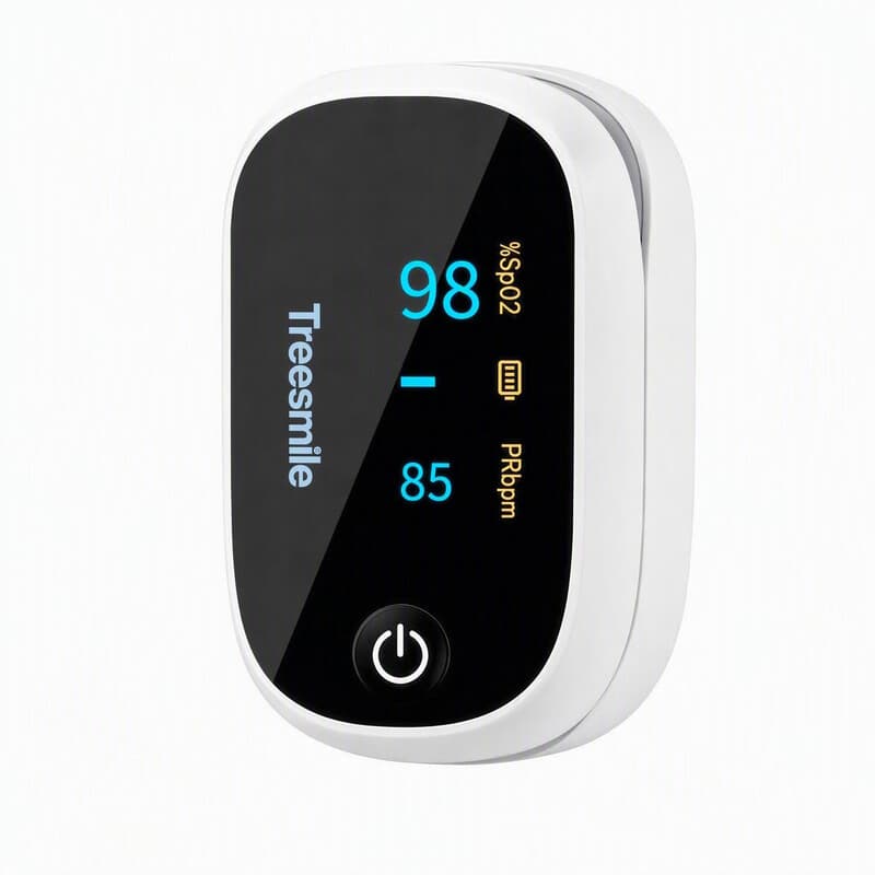 Treesmile GX5 Vingertop Pulsoximeter, SpO2 & Hartslag Dubbel Display, 4-Richtingen Draaibaar Scherm, Instelbare Achtergrondverlichting, Lichtgewicht & Energiebesparend, Thuisgezondheidsmonitoring