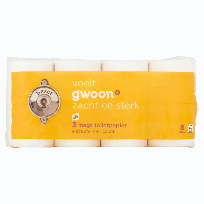 G'woon 3 Laags Toiletpapier 8 Rollen