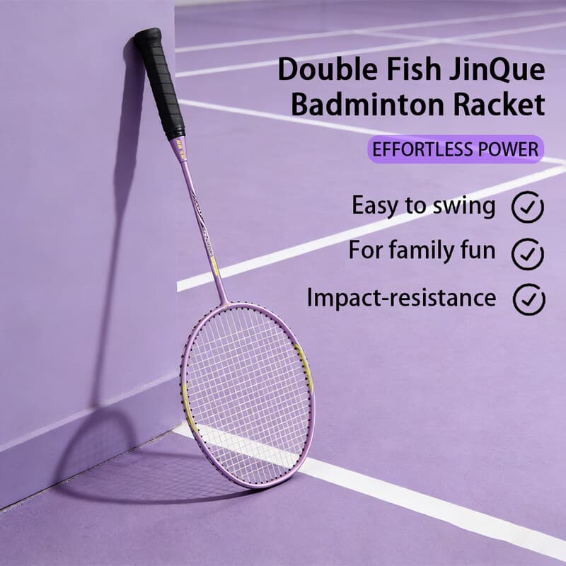 Double Fish JinQue badmintonracket-duoset van carbonaluminium, paars, 1501