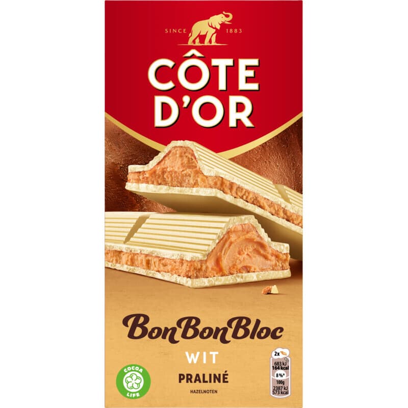 Cote D'or Bonbonbloc witte praline - 200 g