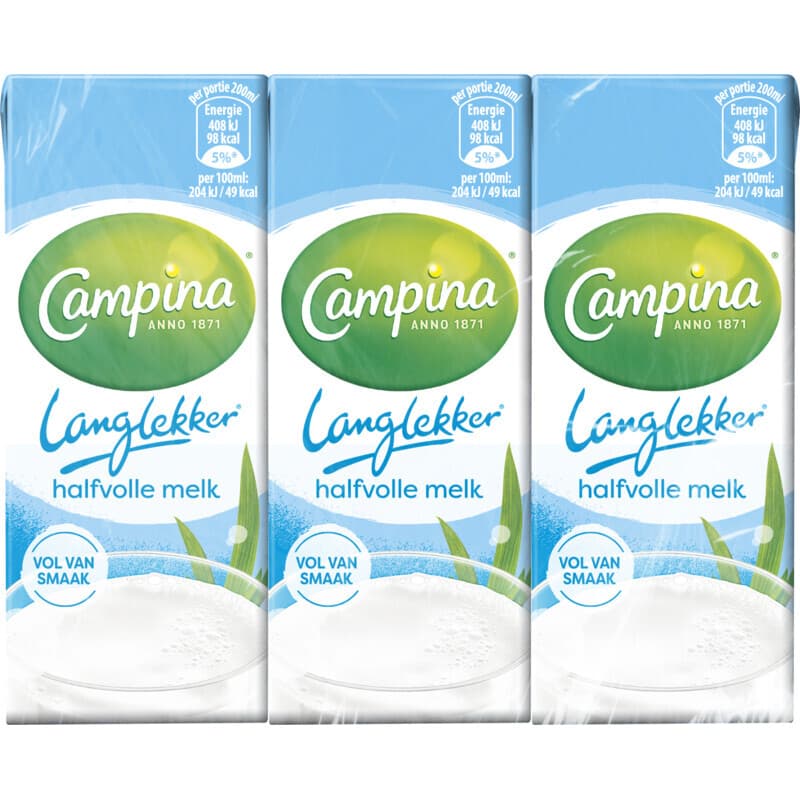 Campina Langlekker Halfvolle Melk - 6 x 200 ml