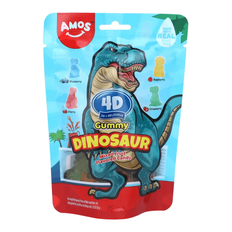 Amos 4D gummie-dinosaurus - fruittaste 65 g