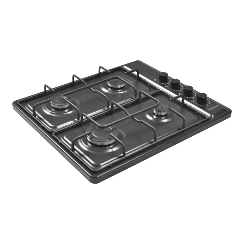 Wiggo WH-G604F(B) – Vrijstaande gaskookplaat – 60 cm – 4 kookzones – Geschikt voor aardgas en butaangas – Thermokoppel beveiliging – Zwart