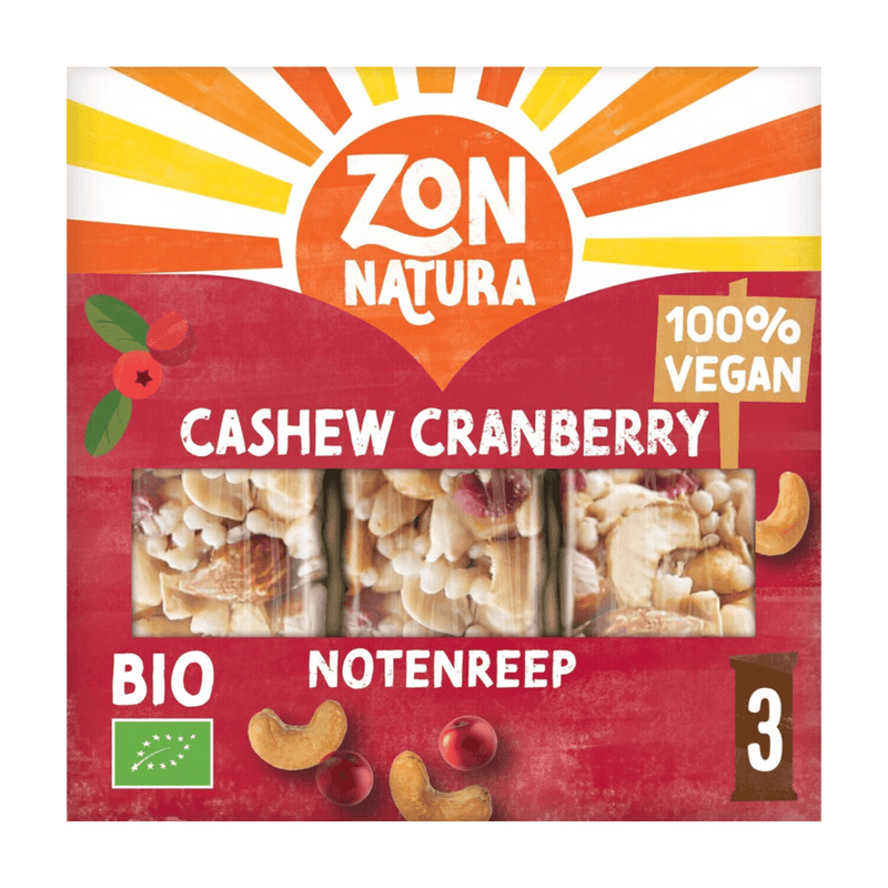 Zonnatura Biologische Notenreep Cashew Cranberry - 3 stuks
