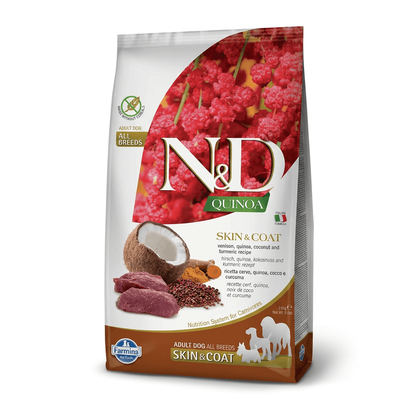 Farmina N&D Quinoa Huid & Vacht Hondenvoer voor Volwassen Kleine Rassen Hert 2,5 kg