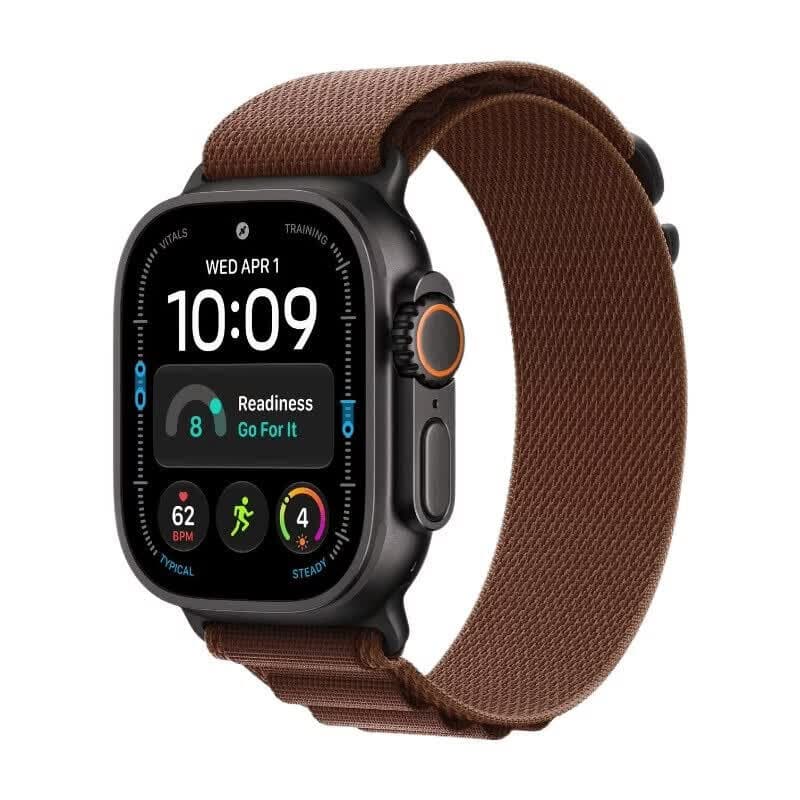 Apple Watch Ultra 4 - GPS + Cellular - 49 mm - zwart titanium kast met bordeauxrode Alpine Loop (L)