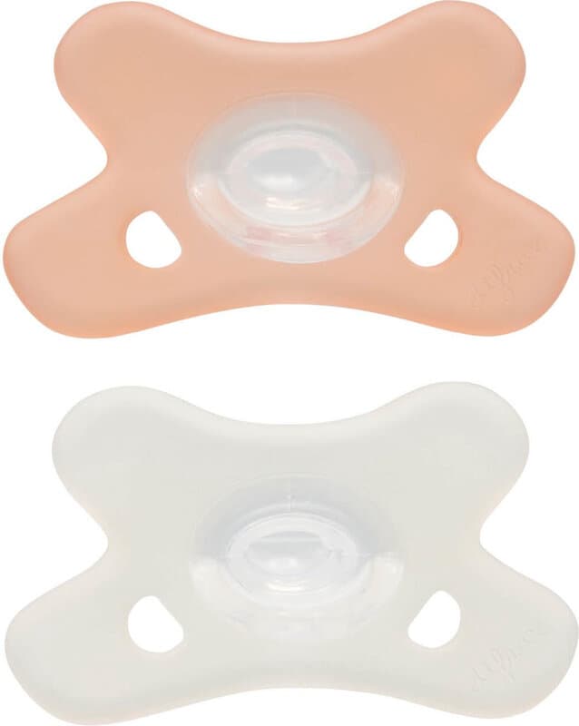 Difrax Fopspeen - Natural - 0/6 maanden - Siliconen - White/Pink - 2 Stuks