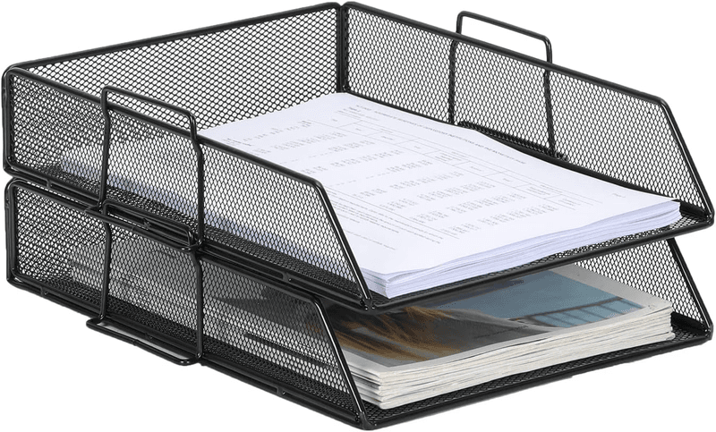 Senhoglb 2-laagse A4 brievenbak van mesh, stapelbaar, zwart, nieuwjaarsverkoop, top cadeaukeuzes