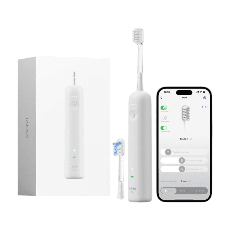 Laifen Wave Special Electric Toothbrush, Oscillation&Vibration Sonic Electric Toothbrush for Adults with App, 2 Brush Heads (Grey)