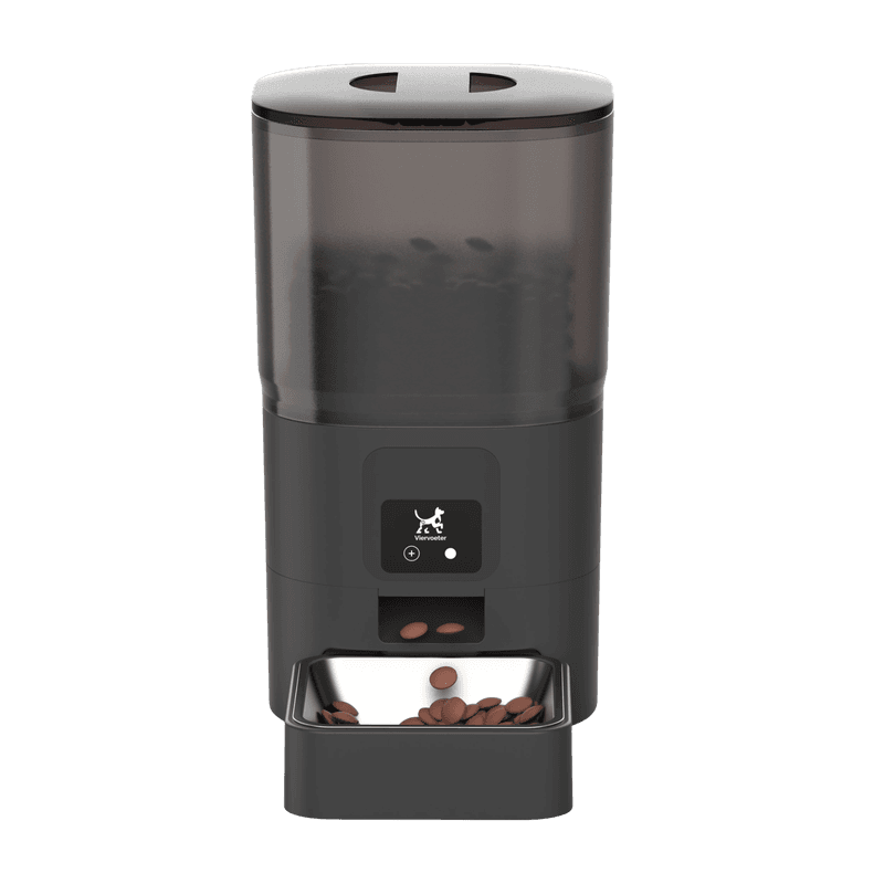 Viervoeter Feed - Automatische voerbak 6 L - Kat en hond - Automatische voerbak met app & audio - Zwart