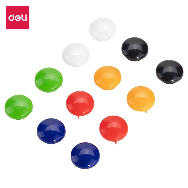 Deli magnetische stippen, kantoorbenodigdheden voor mededelingenbord, diameter 20 mm, assorti kleuren, 1 koker