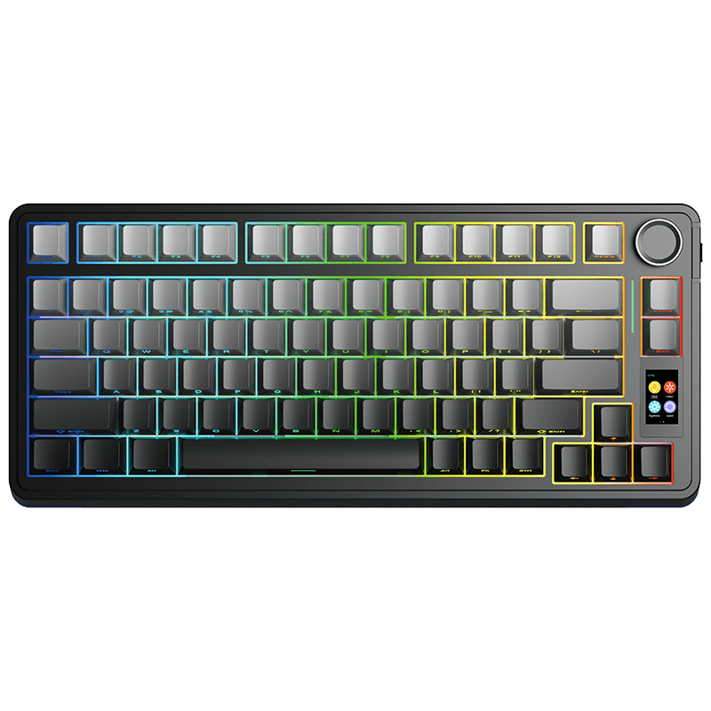 AULA S75 Pro 75% draadloos mechanisch gamingtoetsenbord, gasket tri-mode toetsenbord met TFT-display & draaiknop, romig geluid 5-laagse demping, zijdelings bedrukte aangepaste keycaps, hot-swappable Star Vektor switch